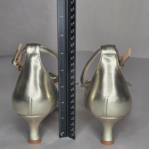 NWOT Bandolino Women's Andora Gold Bow Sandal Heels - Picture 3 of 7